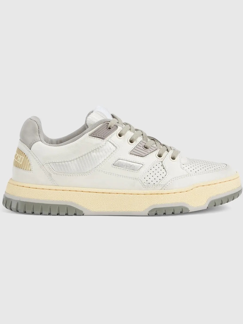 Gucci Women's Distressed Effect Sneakers In White/Grey 39